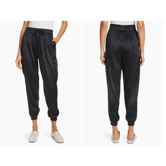 CAMI NYC Elsie Satin Pants in Black Large Womens Joggers - Picture 11 of 15